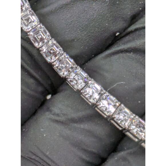 925 Sterling Silver CZ Tennis Bracelet 6.75" China Round Prong Clear - Picture 7 of 7